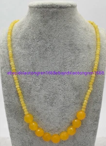 Natural 2x4mm Rondelle & 8mm Round Yellow Topaz Gemstone Beads Necklace 18" - Picture 1 of 12