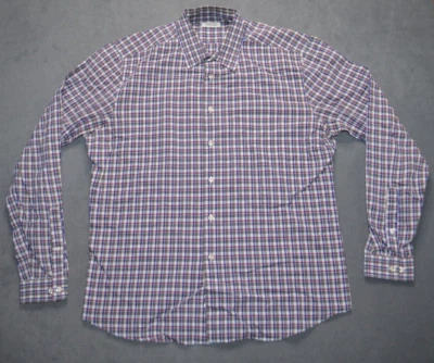 Camisa de vestir Barneys New York abotonada azul a cuadros 100 % algodón talla XL Foto 1 de 4
