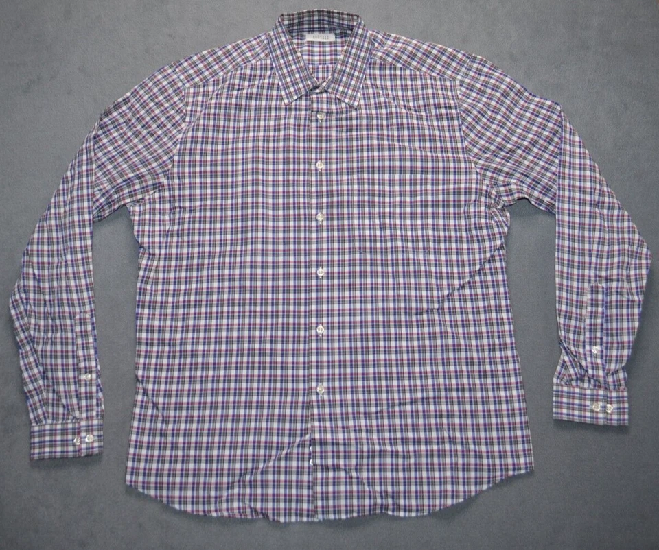 Camisa de vestir Barneys New York abotonada azul a cuadros 100 % algodón talla XL Foto 1 de 4