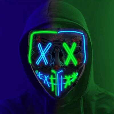 Halloween LED Mask, Light up, 2 colors, 3 Modes, Scary Mask for Parties - Image 1 of 4