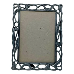 Art Nouveau Pewter Photo Frame 6.25x4.75 Fits 5x3.5 Vintage Ornate No Glass - Picture 1 of 13