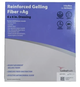 5pk IND Cardinal Health Reinforced Gelling Fiber Dressing, 6" x 6" - Picture 1 of 5