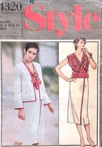 Style Sewing Pattern 4320 Misses Lined Jacket, Wrap Skirt & Top: 10 12 14 UNCUT - Picture 1 of 2