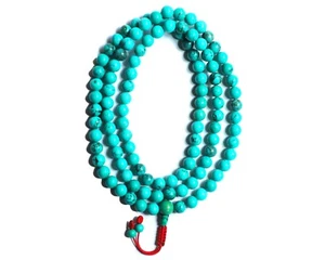 Best Quality Tibetan Turquoise Mala, 8MM Buddhist Prayer Beads Handcrafted Nepal - Picture 1 of 1