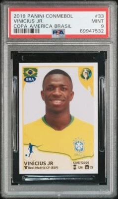 VINICIUS VINI JR * PSA 9 * 2019 PANINI CONMEBOL COPA AMERICA BRAZIL #33 * RARE * - Image 1 of 2
