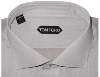 $640 NUEVA CAMISA DE VESTIR TOM FORD 17.75 EU 45 HECHA A MANO MARRÓN SUAVE TOPO Foto 1 de 4
