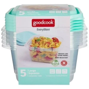 GoodCook 5.2-Cup Square Food Storage Containers with Lids, 5-Pack, select color - Picture 1 of 21