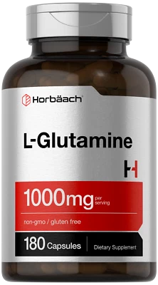 L Glutamine Capsules | 1000mg | 180 Count | Non-GMO, Gluten Free | by Horbaach - Image 1 of 4