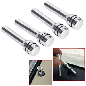 4x Aluminum Car Door Lock Stick Knob Pull Pins Cover Interior Accessories Silver