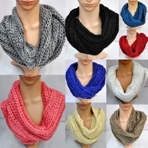 Strickschal Winterschal Damenschal Loop-Schal Wolle Warm Kuschelig Winter Uni - Bild 1 von 10