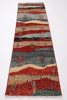 8 ft Hallway Tree of life Runner Rug Afghan Hand Knotted veg Dye Wool Rug - Image 1 of 4