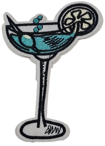 Martini Glass - Embroidered Iron On Patch - Picture 1 of 2