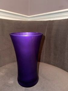 Vintage Zylinder Stil dunkel lila Glas Blumenvase schwer Tischplatte Dekor 9" hoch - Bild 1 von 9