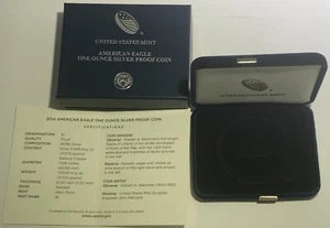 NO COIN 2014 W $1 PROOF SILVER AMERICAN EAGLE BOX & COA NO CAPSULE - Picture 1 of 2