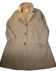 J.Jill Women Camel Polyester Pleated Pattern 3 Button Overcoat SZ Large Tall - Picture 1 of 9