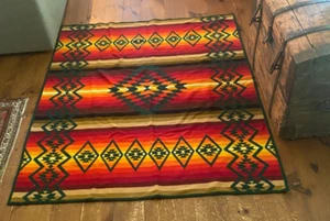 Vintage Woven Pendleton Beaver State Wool Blanket Aztek Southwest 62 X 76 - Picture 1 of 24