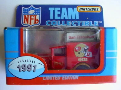 1991 Matchbox San Francisco 49ers caminhão de entrega fundido time de futebol americano NFL novo na caixa - Imagem 1 de 4