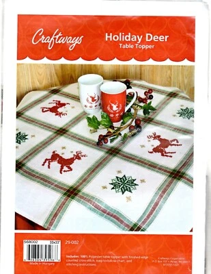 Kit de bordado de mesa de ciervo de vacaciones artesanales selladas 33" X 33" Foto 1 de 2