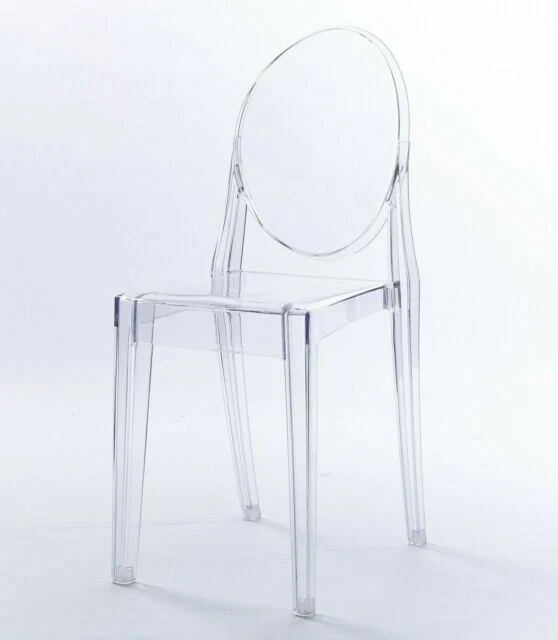 2pcs Clear Ghost Victoria Dining & Vanity Dressing Room Chair Transparent Modern