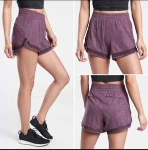 Athleta Printed Mesh Racer Run Built-in Brief Short 4” XS Violet Static - Picture 1 of 9