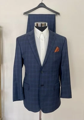 Jos A Bank Gold Two Piece Plaid Wool Suit Jacket Size 40R Dress Pants 34Wx29 - Image 1 of 4