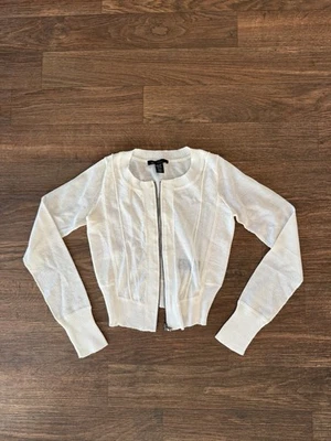 Cárdigan vintage Kenneth Cole blanco transparente con cremallera - XXS - usado Foto 1 de 4