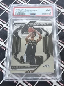 2023-24 Panini Prizm VICTOR WEMBANYAMA RC Emergent PSA 9 MINT Spurs - Picture 1 of 3