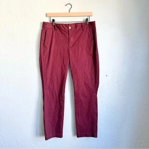 J. Crew Damen Herbst burgunderrot Stretch gerades Bein Chino Hose Größe 10 gebraucht, in einwandfreiem Zustand - Bild 1 von 5