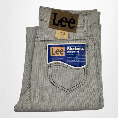 Jeans Lee Students Rider de Colección Años 70 Pierna Recta 26X34USA Deadstock Gris Claro Foto 1 de 4