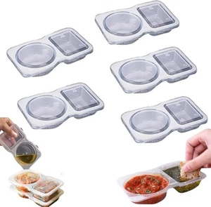 5PCS Double Compartment Condiment Containers with Lids, Portable - Picture 1 of 7