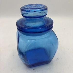 Vintage Anchor Hocking Cobalt Blue Apothecary Glass Canister w/ Airtight Lid 6" - Picture 1 of 11