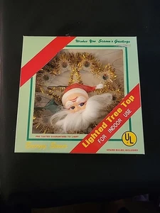 Topper de árbol de Navidad de Papá Noel de oropel iluminado DE COLECCIÓN  - Imagen 1 de 4