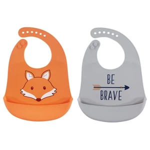 Hudson Baby Infant Boy Silicone Bibs 2pk, Fox, One Size - Picture 1 of 1