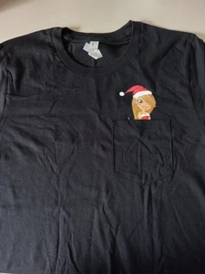Size S Mariah Carey (In My Pocket) Christmas Black Pocket T-Shirt NEW SEE PHOTOS - Picture 1 of 7