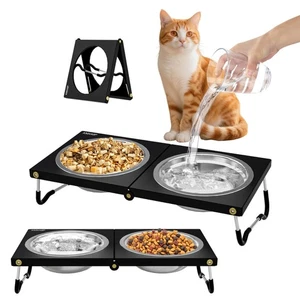 Upgraded Elevated Cat Bowls,10°Tilted Foldable Stand Anti Vomiting Raised Cat... - Bild 1 von 7