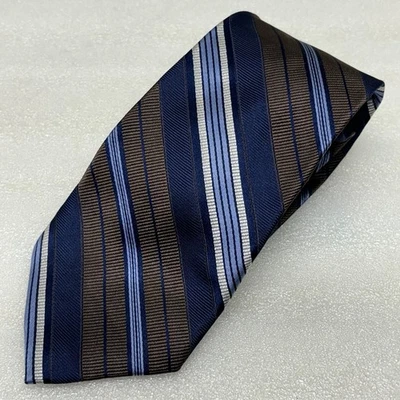 Corbata para hombre Jones New York azul y marrón a rayas 100 % seda 58" x 3,5" • ¡¡En muy buen estado!! Foto 1 de 4
