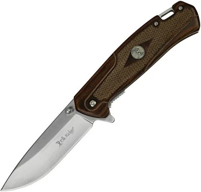 Elk Ridge Gentleman's Linerlock A/O Folding Knife Brown Wood Handle - ER-A969BR - Image 1 of 3