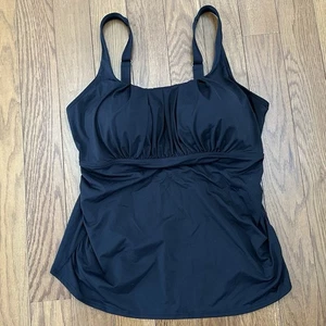 Lands End Tankini Swimsuit Top Womens 18w Black Draped Slimming Underwire Beach - Picture 1 of 7
