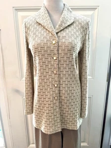 Vintage St. John Collection Marie grau beige Santana Strick Jacke Blazer, Hose Shell - Bild 1 von 24