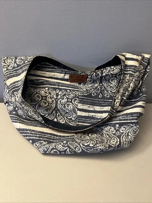 Bolso Hobo Cartera Marca Lucky Azul Cachemira Algodón Sarga Hombro Grande Boho Foto 1 de 4