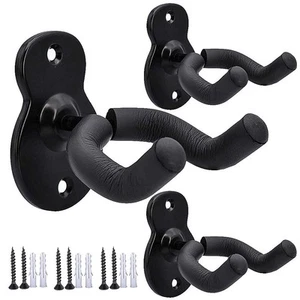 Gitarre Wandhalterung Wandaufhänger 3er Pack Haken Schwarz Metall Gitarrenhalter für Acous... - Bild 1 von 7