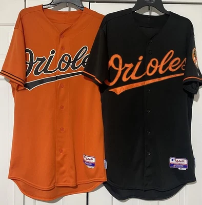 Lote de 2 camisetas Baltimore Orioles Majestic Coolbase talla 42 naranja negro TI en blanco Foto 1 de 4
