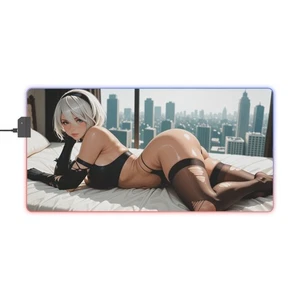 2B Desk Mat – Sexy Nier Automata Waifu, LED RGB, Hot Anime Girl Gaming Mouse Pad - Picture 1 of 15