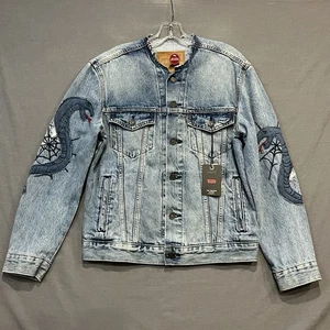 Levi’s Premium Denim Trucker Jacke Herren Small Blau Schlange Spinnennetz Stickerei - Bild 1 von 12