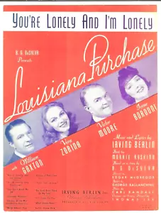 Irene Bordoni YOU'RE LONELY AND I'M LONELY from LOUISIANA PURCHASE Sheet Music - Picture 1 of 6