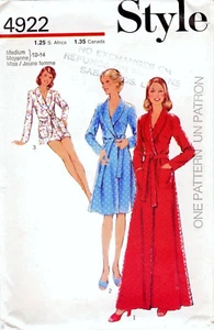 Style 4922 Vintage 70's Robe in 3 Lengths Sewing Pattern Size 12-14 Uncut - Picture 1 of 2