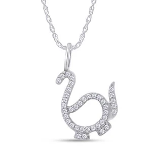1/5 Ct Lab Grown Diamond Dinosaur Pendant Necklace 10k Solid Gold - Picture 1 of 16