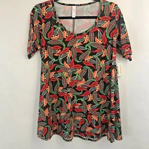 LuLaRoe Negro Rojo Naranja Verde Paisley Mezcla Poliéster Perfecto Talla T Xs - Imagen 1 de 5