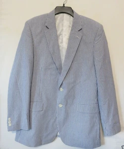 Alan Flusser Seersucker Blazer Mens 42L Blue Stripe Coastal Preppy Jacket* - Picture 1 of 12