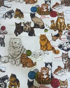 Playful Cats and Kittens Thick Fabric 48”wide X 30” - Picture 1 of 1